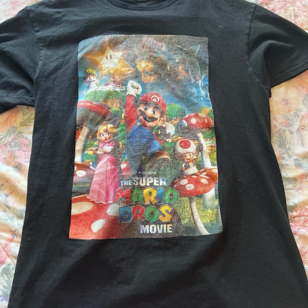 Nintendo Black Super Mario Bros Movie Tee